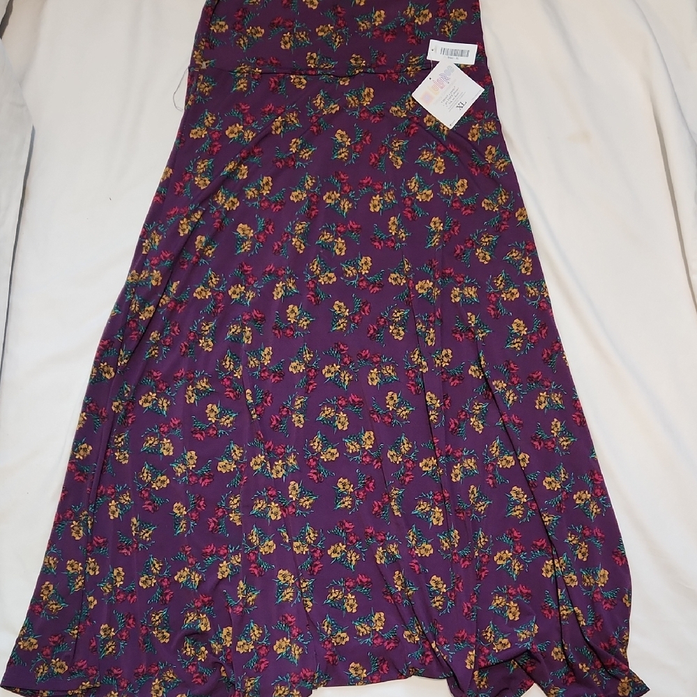LuLaRoe Purple Floral Maxi Skirt Sz XLrg
